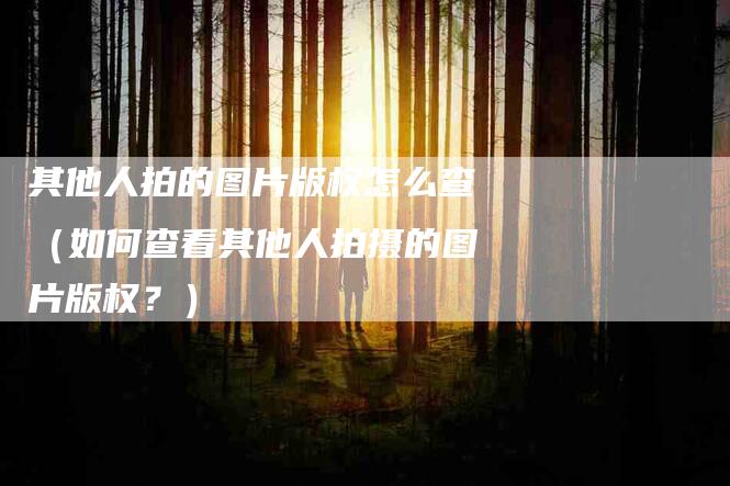 其他人拍的图片版权怎么查（如何查看其他人拍摄的图片版权？）