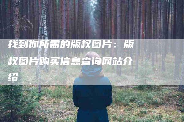 找到你所需的版权图片：版权图片购买信息查询网站介绍