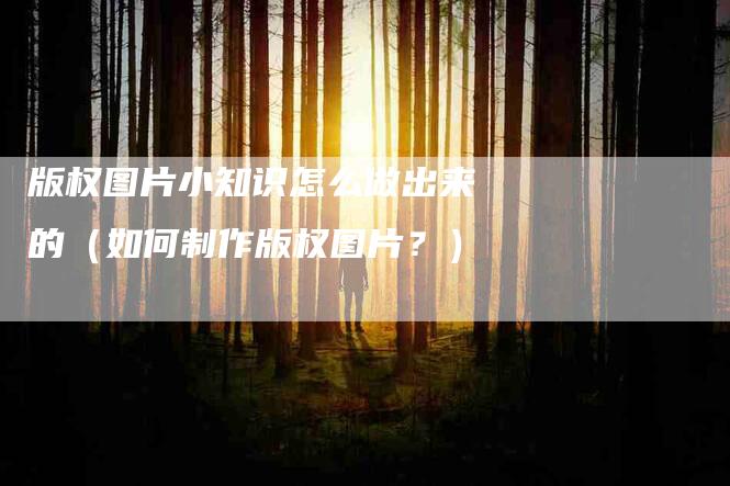 版权图片小知识怎么做出来的（如何制作版权图片？）