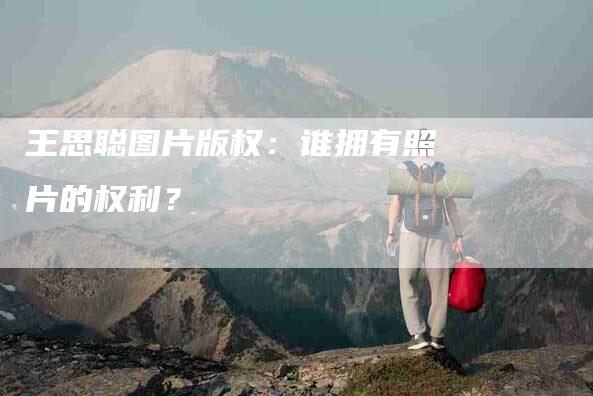 王思聪图片版权：谁拥有照片的权利？